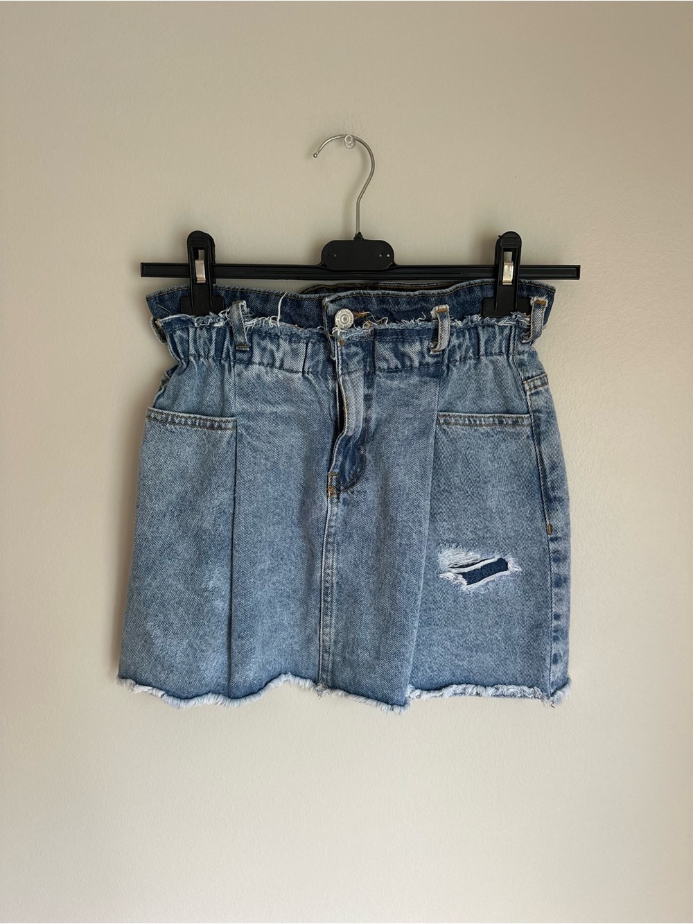 Zara Girls Denim Elastic Waist Distressed Skirt 10 Years